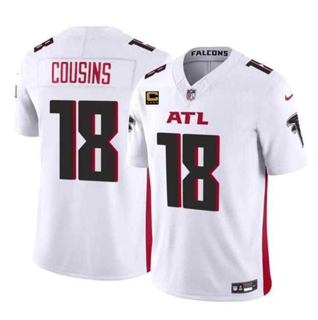 Men & Women & Youth Atlanta Falcons #18 Kirk Cousins White 2024 F.U.S.E With 4-Star C Patch Vapor Untouchable Limited Stitched Jersey->atlanta falcons->NFL Jersey